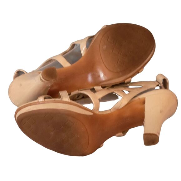 Naturalizer N5 Comfort Beige Platform Shoe Patent Leather Dayna 7M Velcro Strap - Picture 7 of 7